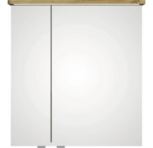 Badmöbel-Set Pelipal Sunline 105 BxHxT 69 x 200 x 48,5 cm Frontfarbe Eiche riviera mit Keramik-Waschtisch Waschtischunterschrank und Spiegelschrank mit LED-Beleuchtung