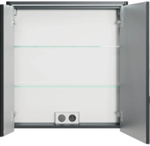 Badmöbel-Set Pelipal Sunline 105 BxHxT 66 x 200 x 46,5 cm Frontfarbe anthrazit mit Keramik-Waschtisch Waschtischunterschrank und Spiegelschrank mit LED-Beleuchtung