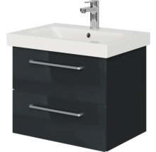 Badmöbel-Set Pelipal Sunline 105 BxHxT 66 x 200 x 46,5 cm Frontfarbe anthrazit mit Keramik-Waschtisch Waschtischunterschrank und Spiegelschrank mit LED-Beleuchtung