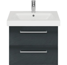 Badmöbel-Set Pelipal Sunline 105 BxHxT 66 x 200 x 46,5 cm Frontfarbe anthrazit mit Keramik-Waschtisch Waschtischunterschrank und Spiegelschrank mit LED-Beleuchtung