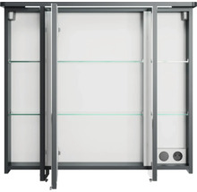 Badmöbel-Set Pelipal Sunline 105 BxHxT 80,5 x 200 x 48,5 cm Frontfarbe anthrazit mit Keramik-Waschtisch Waschtischunterschrank und Spiegelschrank mit LED-Beleuchtung