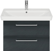 Badmöbel-Set Pelipal Sunline 105 BxHxT 80,5 x 200 x 48,5 cm Frontfarbe anthrazit mit Keramik-Waschtisch Waschtischunterschrank und Spiegelschrank mit LED-Beleuchtung