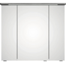 Badmöbel-Set Pelipal Sunline 105 BxHxT 80,5 x 200 x 48,5 cm Frontfarbe graphit struktur quer mit Keramik-Waschtisch Waschtischunterschrank und Spiegelschrank mit LED-Beleuchtung