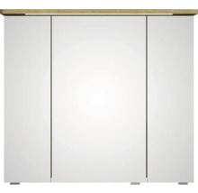 Badmöbel-Set Pelipal Sunline 105 BxHxT 80,5 x 200 x 48,5 cm Frontfarbe Eiche riviera mit Keramik-Waschtisch Waschtischunterschrank und Spiegelschrank mit LED-Beleuchtung