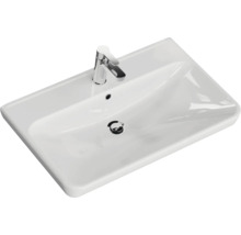 Badmöbel-Set Pelipal Sunline 105 BxHxT 80,5 x 200 x 48,5 cm Frontfarbe Eiche riviera mit Keramik-Waschtisch Waschtischunterschrank und Spiegelschrank mit LED-Beleuchtung