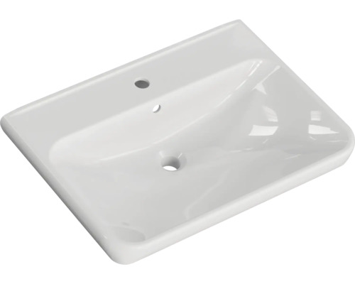 Lavabo en céramique avec trou de robinet et trop-plein