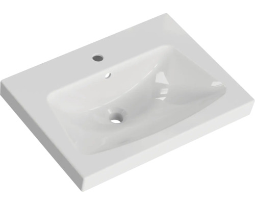 Vasque en céramique avec trou de robinetterie et trop-plein