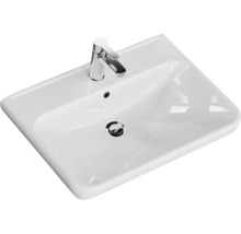 Badmöbel-Set Pelipal Sunline 105 BxHxT 69 x 200 x 48,5 cm Frontfarbe weiß hochglanz mit Keramik-Waschtisch Waschtischunterschrank und Spiegelschrank mit LED-Beleuchtung