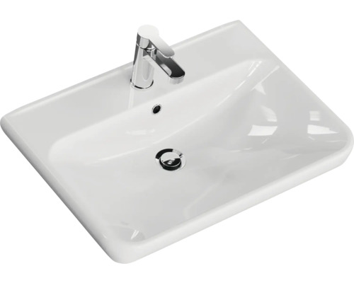 Waschbecken aus Keramik mit Armatur