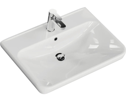 Waschbecken aus Keramik mit Armatur