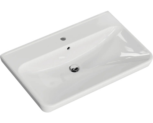 Vasque rectangulaire en céramique avec trou de robinetterie et trop-plein