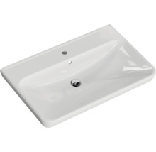 Lavabo en céramique blanche avec trop-plein et trou de robinet