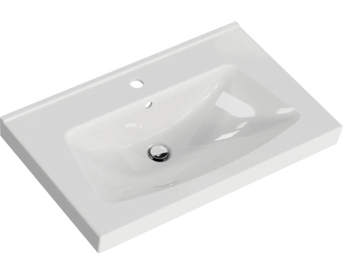Waschbecken aus Sanitärkeramik mit Hahnloch und Überlauf