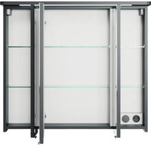Badmöbel-Set Pelipal Sunline 105 BxHxT 80 x 200 x 46 cm Frontfarbe anthrazit mit Keramik-Waschtisch Waschtischunterschrank und Spiegelschrank mit LED-Beleuchtung