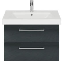 Badmöbel-Set Pelipal Sunline 105 BxHxT 80 x 200 x 46 cm Frontfarbe anthrazit mit Keramik-Waschtisch Waschtischunterschrank und Spiegelschrank mit LED-Beleuchtung
