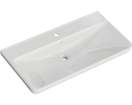 Lavabo en céramique avec trou de robinet et trop-plein