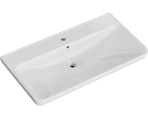 Vasque en céramique avec trou de robinet et trop-plein