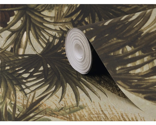 Rouleau de papier peint avec motif botanique de palmier pour la décoration murale.