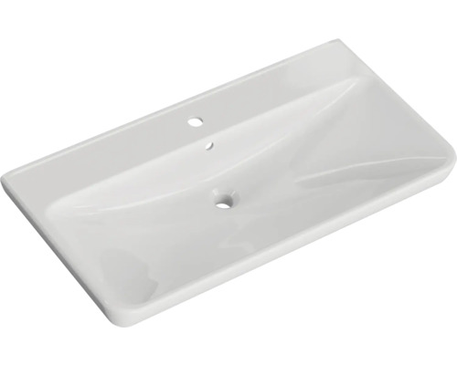 Lavabo en céramique avec trou de robinet et trop-plein