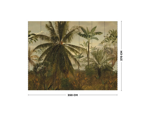 Papier peint avec motif de jungle et palmiers, dimension 350 x 270 cm