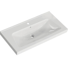 Lavabo en céramique avec trou de robinet et trop-plein