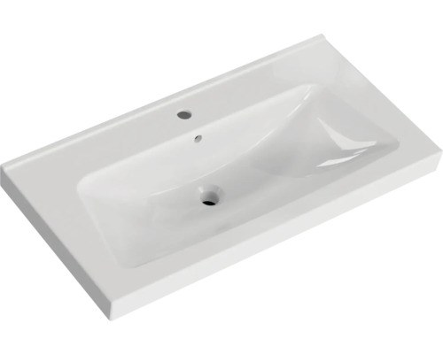 Lavabo en céramique avec trou de robinet et trop-plein