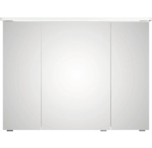 Badmöbel-Set Pelipal Sunline 105 BxHxT 96 x 200 x 48,5 cm Frontfarbe weiß hochglanz mit Keramik-Waschtisch Waschtischunterschrank und Spiegelschrank mit LED-Beleuchtung