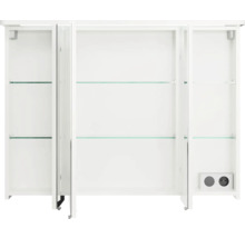 Badmöbel-Set Pelipal Sunline 105 BxHxT 96 x 200 x 48,5 cm Frontfarbe weiß hochglanz mit Keramik-Waschtisch Waschtischunterschrank und Spiegelschrank mit LED-Beleuchtung