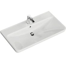 Badmöbel-Set Pelipal Sunline 105 BxHxT 96 x 200 x 48,5 cm Frontfarbe weiß hochglanz mit Keramik-Waschtisch Waschtischunterschrank und Spiegelschrank mit LED-Beleuchtung