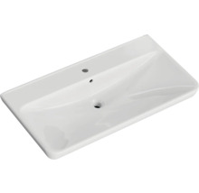 Badmöbel-Set Pelipal Sunline 105 BxHxT 96 x 200 x 48,5 cm Frontfarbe weiß hochglanz mit Keramik-Waschtisch Waschtischunterschrank und Spiegelschrank mit LED-Beleuchtung