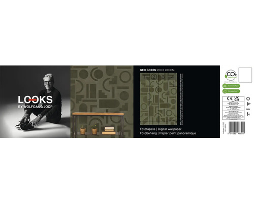 Papier peint panoramique Looks by Wolfgang Joop Geo Green 200 x 280 centimètres