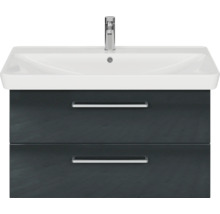 Badmöbel-Set Pelipal Sunline 105 BxHxT 96 x 200 x 48,5 cm Frontfarbe anthrazit mit Keramik-Waschtisch Waschtischunterschrank und Spiegelschrank mit LED-Beleuchtung