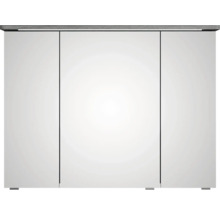 Badmöbel-Set Pelipal Sunline 105 BxHxT 96 x 200 x 48,5 cm Frontfarbe graphit struktur quer mit Keramik-Waschtisch Waschtischunterschrank und Spiegelschrank mit LED-Beleuchtung