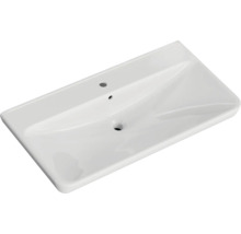 Badmöbel-Set Pelipal Sunline 105 BxHxT 96 x 200 x 48,5 cm Frontfarbe graphit struktur quer mit Keramik-Waschtisch Waschtischunterschrank und Spiegelschrank mit LED-Beleuchtung