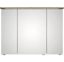 Badmöbel-Set Pelipal Sunline 105 BxHxT 96 x 200 x 48,5 cm Frontfarbe Eiche riviera mit Keramik-Waschtisch Waschtischunterschrank und Spiegelschrank mit LED-Beleuchtung