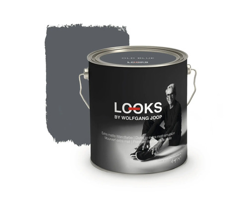 Peinture murale LOOKS by Wolfgang Joop Oldblue 2,5 l Pot de peinture Looks by Wolfgang Joop Old Blue et champ de couleur