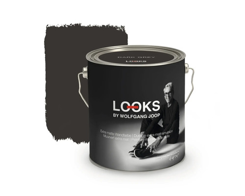 Peinture murale LOOKS by Wolfgang Joop Dark Grey 2,5 l Pot de peinture Looks by Wolfgang Joop Dark Grey avec aplat de couleur
