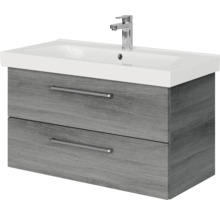 Waschbeckenunterschrank mit zwei Schubladen und Aufsatzwaschbecken