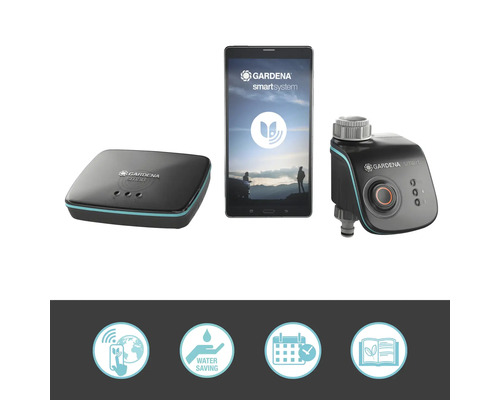 Système Smart Gardena comprenant une passerelle, une unité de commande et une application sur une tablette