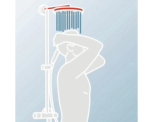 Illustration d''une personne se douchant sous un robinet de douche