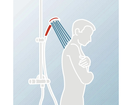 Illustration d''une personne sous une douche avec barre de douche