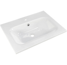 Lavabo en céramique blanc avec trou de robinet et trop-plein