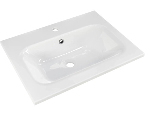 Lavabo en céramique blanc avec trou de robinet et trop-plein