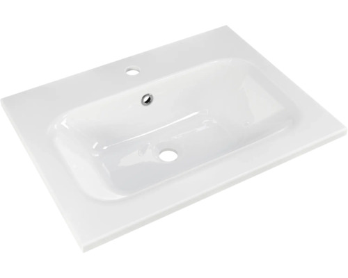 Lavabo en céramique blanche avec trou de robinet et trop-plein