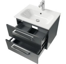 Badmöbel-Set Pelipal Sunline 121 BxHxT 61 x 200 x 46 cm Frontfarbe anthrazit mit Mineralguss-Waschtisch Waschtischunterschrank und Spiegelschrank mit LED-Beleuchtung