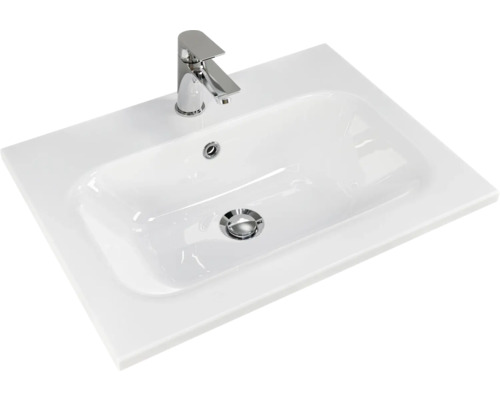 Aufsatzwaschbecken aus Sanitärkeramik mit Armatur
