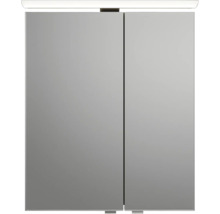 Badmöbel-Set Pelipal Sunline 121 BxHxT 61 x 200 x 46 cm Frontfarbe Eiche ribbeck mit Mineralguss-Waschtisch Waschtischunterschrank und Spiegelschrank mit LED-Beleuchtung