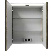Badmöbel-Set Pelipal Sunline 121 BxHxT 61 x 200 x 46 cm Frontfarbe Eiche ribbeck mit Mineralguss-Waschtisch Waschtischunterschrank und Spiegelschrank mit LED-Beleuchtung