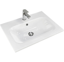 Badmöbel-Set Pelipal Sunline 121 BxHxT 61 x 200 x 46 cm Frontfarbe Eiche ribbeck mit Mineralguss-Waschtisch Waschtischunterschrank und Spiegelschrank mit LED-Beleuchtung