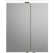 Badmöbel-Set Pelipal Sunline 121 BxHxT 61 x 200 x 46 cm Frontfarbe Polar Pinie mit Mineralguss-Waschtisch Waschtischunterschrank und Spiegelschrank mit LED-Beleuchtung